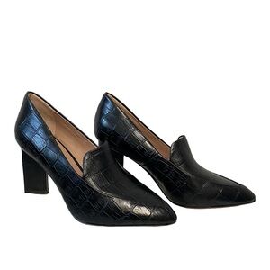 AD & Daughters Esmea Croc Printed Fall Preppy Chic Leather Pumps Black‎ 7.5